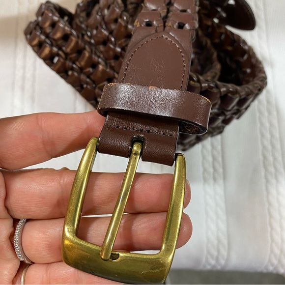 Roundtree & Yorke Cowhide Belt 54” Brown Leather Belt Unisex. Braided Belt - Picture 8 of 8